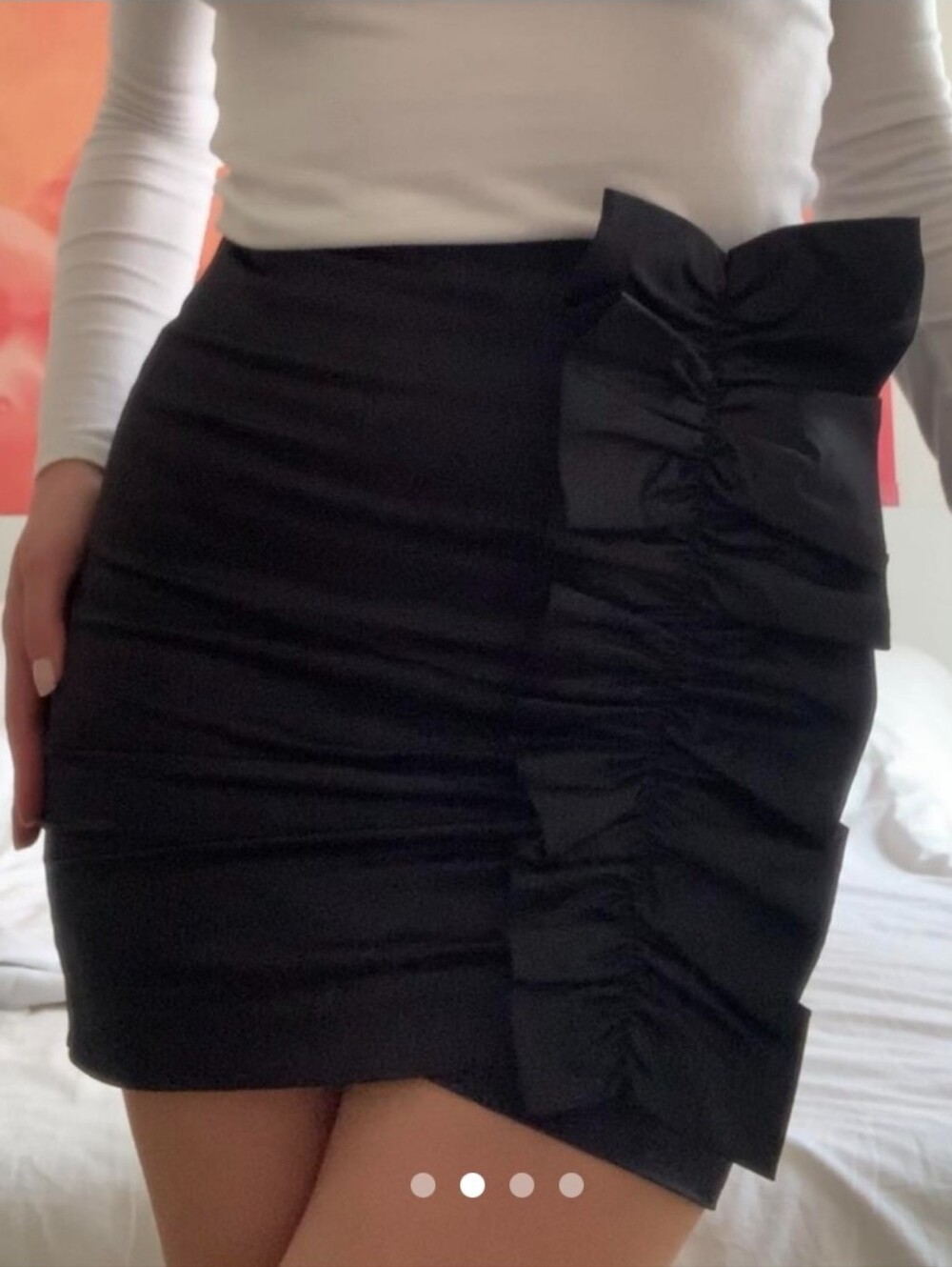 &OtherStories Black Ruched Mini Skirt Size 4